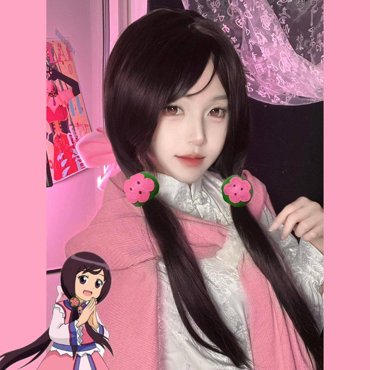 【1088人收藏】甜心格格柔柔cos假头发女万用原毛坯长直发漫展二图片