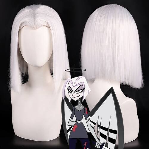 地狱客栈鲁特cos假发 Lute白色美人尖 Hazbin Hotel 鲁特