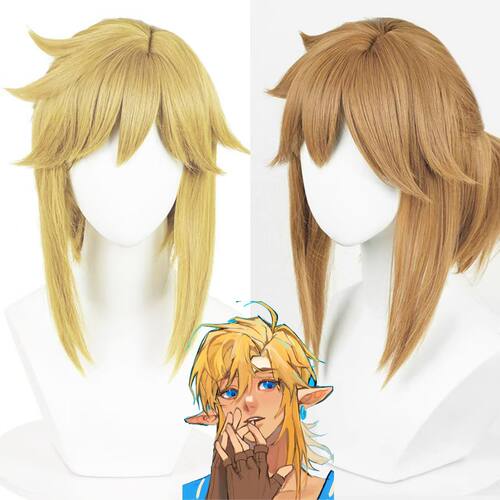 塞尔达公主cos 旷野之息 林克cosplay 棕色黄色反翘半扎发短款