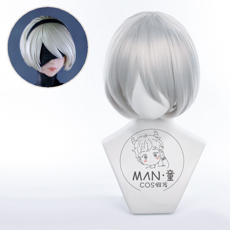 尼尔 机械纪 尤尔哈2B 女主角 银灰色cosplay假发直销