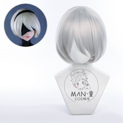 尼尔 机械纪 尤尔哈2B 女主角 银灰色cosplay假发直销