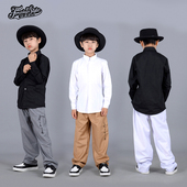 Funky原创街舞童装 子表演出Popping纯色西裤 男童宽松西裤 少儿童裤