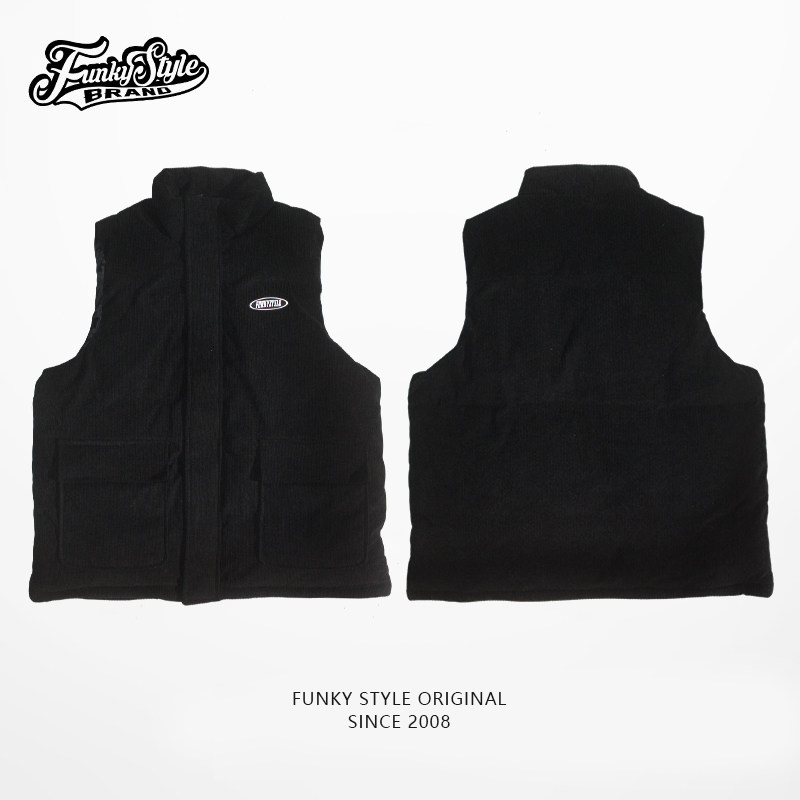 FUNKYSTYLE TIDE INS AUTUMN AND WINTER COTTON VEST VERSATILE COTTON CLOTHES MENS AND WOMENS COTTON HORSE CLIP SLEEVELESS VEST JACKET