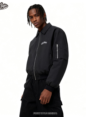 FunkyStyle原创复古VIBE刺青美式西海岸刺青bboy嘻哈飞行夹克外套