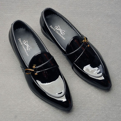 商务休闲韩版一脚蹬漆皮男鞋