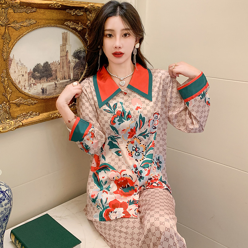 真丝女丝绸家居服睡衣