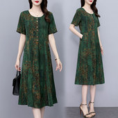 高端大气真丝桑蚕丝连衣裙女夏季 遮肚子减龄显瘦中年妈妈裙子 新款