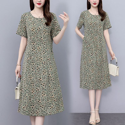 优雅气质减龄显瘦碎花口袋连衣裙
