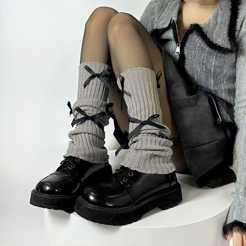 蝴蝶结堆堆袜套春夏款灰色芭蕾风针织搭配雪地靴冬天保暖小腿袜套,女士内衣/男士内衣/家居服,长筒袜,淘宝优惠券,粉丝福利购,淘宝优惠卷