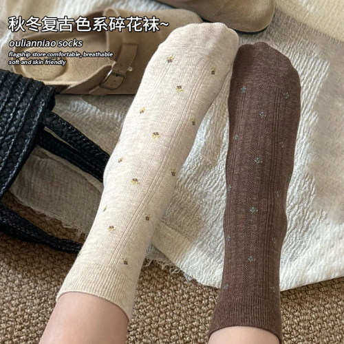 复古美拉德袜子女中筒袜春秋款