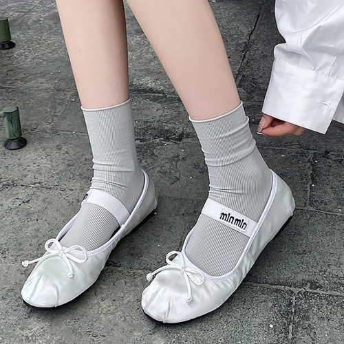 灰色冰冰袜子女堆堆袜夏季薄款