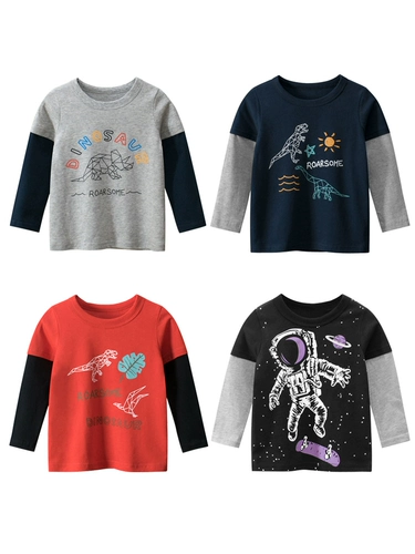 Детский осенний приятный телу лонгслив для мальчиков, свободный крой, в западном стиле