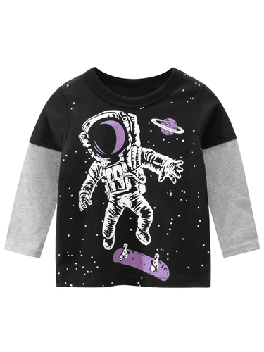 Детский осенний приятный телу лонгслив для мальчиков, свободный крой, в западном стиле