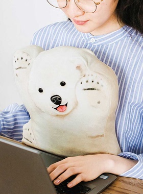 日本进口2024新款可爱北极熊毛绒公仔玩偶抱枕靠垫芬理希梦YM