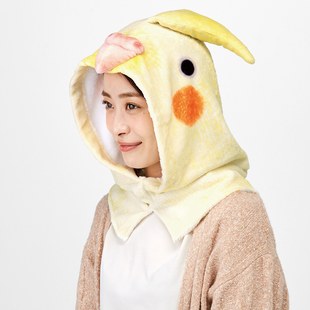 高档日本正版 鹦鹉连帽围脖芬理希梦小鸟部创意保暖围巾眼罩假领子