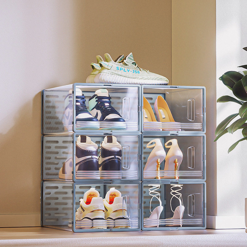 德国进口可折叠鞋盒透明塑料收纳盒省空间鞋子防尘收纳鞋柜免安装