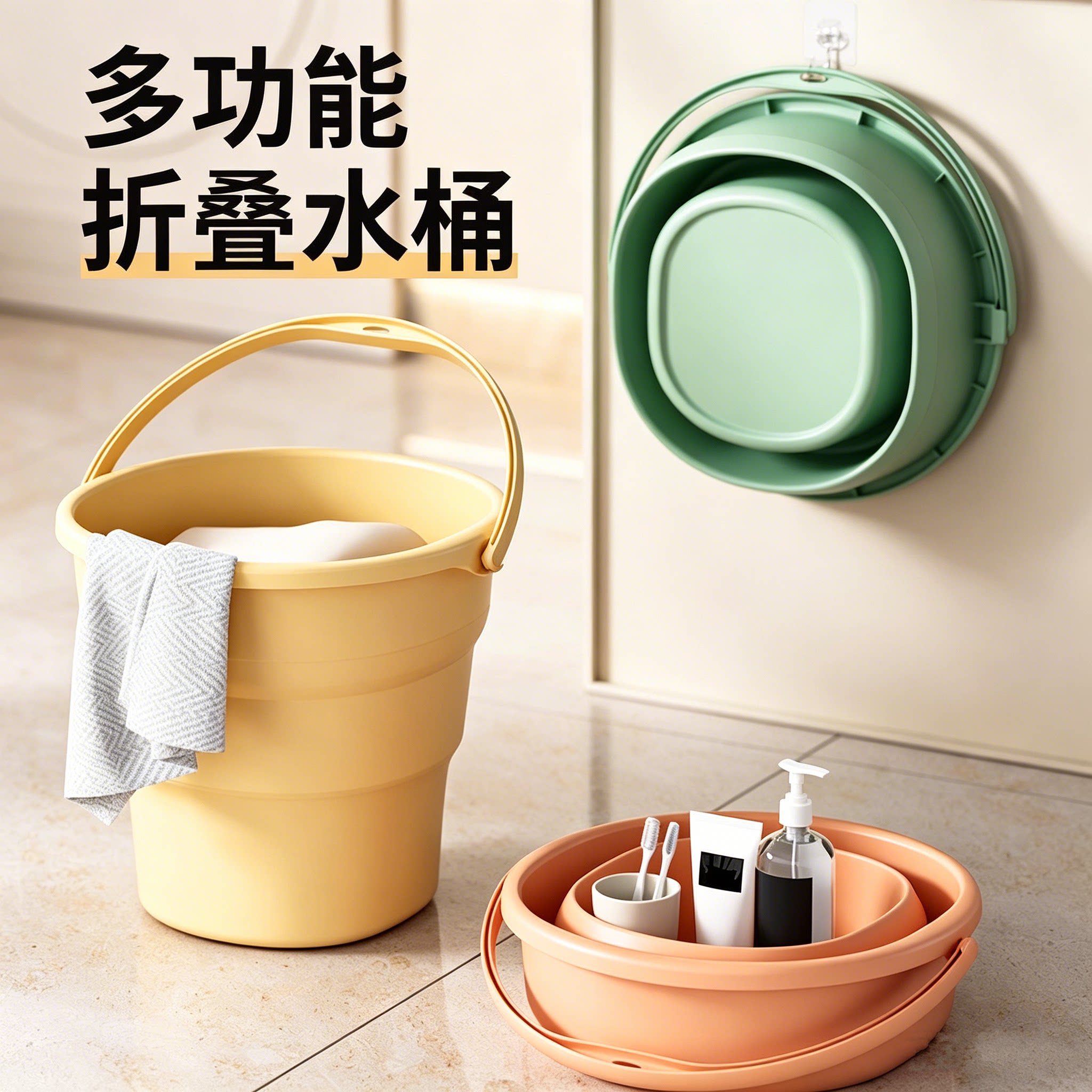 日本泡脚折叠水桶宿舍手提水桶便携家用洗车储水桶车载大容量洗脚