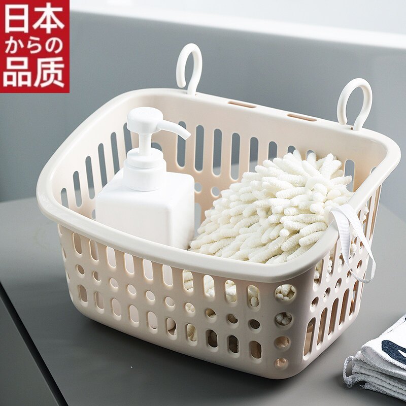日本挂钩悬挂置物篮厨房挂篮家用浴室化妆用品收纳篮塑料篮收纳筐