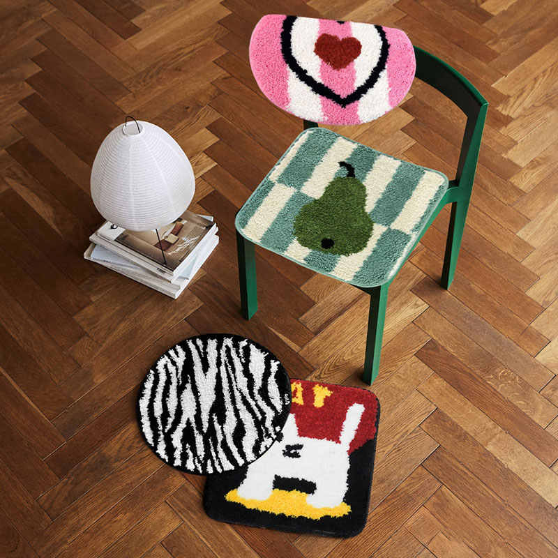 原创ins复古坐垫植绒椅垫簇绒地毯屁股垫家用耐脏吸水杯垫沙发垫