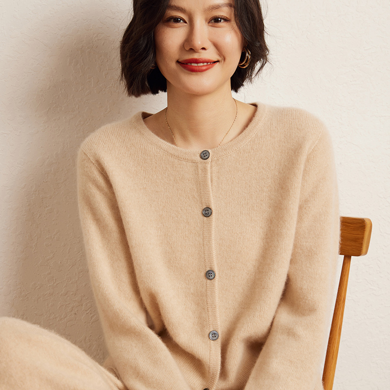 绢斯特山羊绒女士针织开衫毛衣