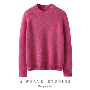 100%纯山羊绒衫 彩点亮丝宽松上衣 针织打底衫 5015 女圆领长袖