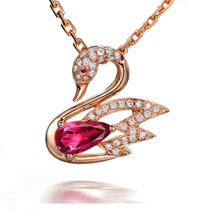 协隆珠宝天然碧玺钻石吊坠