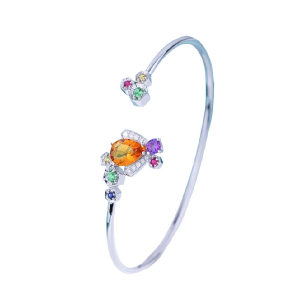 蓝色宝钻石手镯女开口可调节