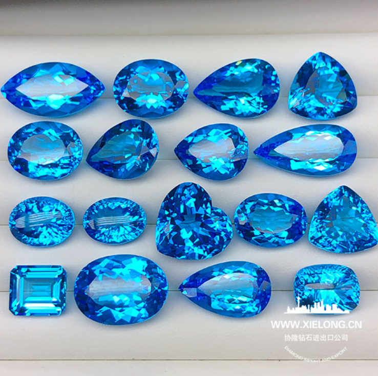 天然托帕石裸石颜色浓郁大颗