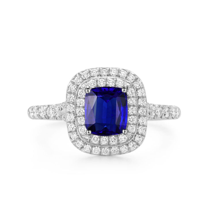 18K金钻石方形镶钻戒女