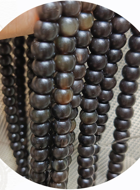 天然黑牛角桶珠佛珠手链手串8-10mm文玩男士挂链项链盘玩饰品