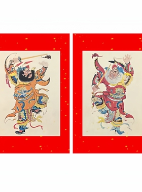 一品传统年画门神梯入户乔迁对联