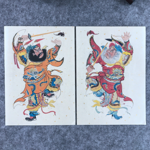 马年春节传统复古门神年画钟馗赐福字贴增福财神仿古年画秦琼敬