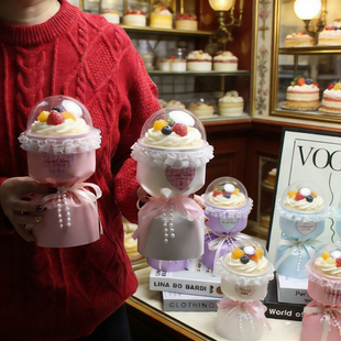 可盛放蛋糕 无需组装 520母亲节网红蛋糕花束 成品多巴胺花壳空包装