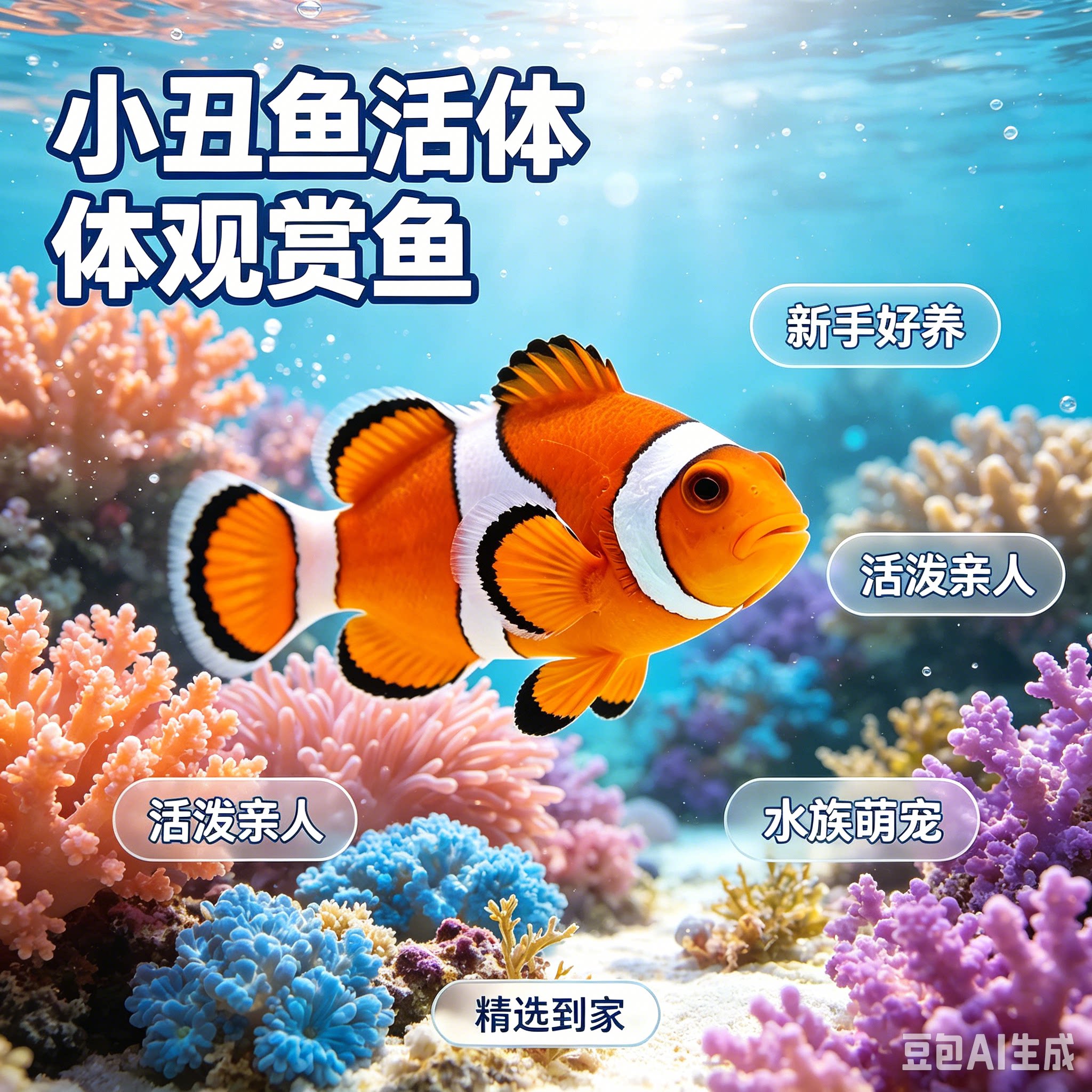 人工公子小丑活体奥黑熊猫海水观赏鱼人工繁殖尼莫珊瑚缸包活包邮
