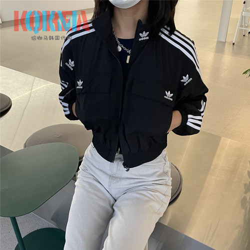 Adidas三条杠工装短款夹克外套