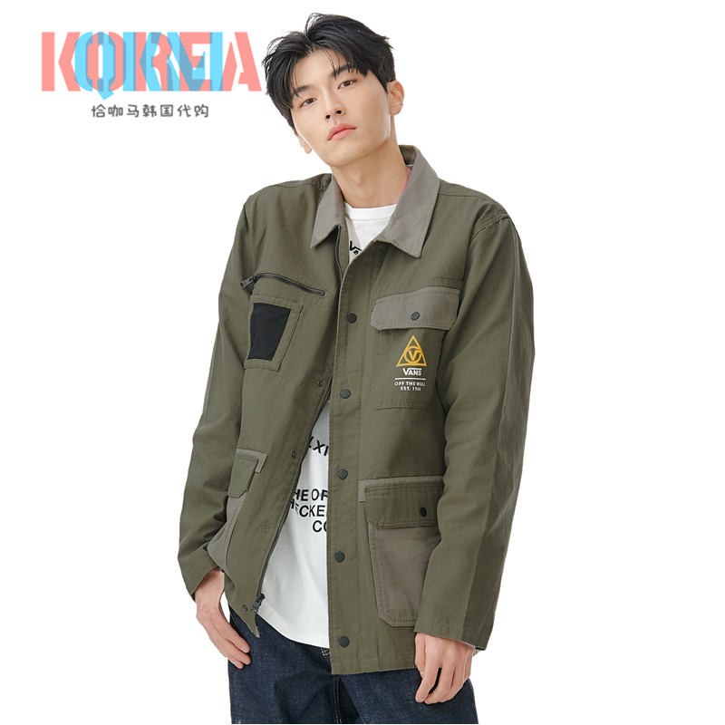 vans范斯军绿色复古工装户外休闲口袋教练夹克外套 vn0a4rq4zip