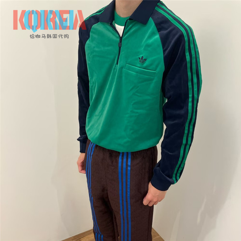 阿迪达斯男女丝绒套头衫长袖卫衣