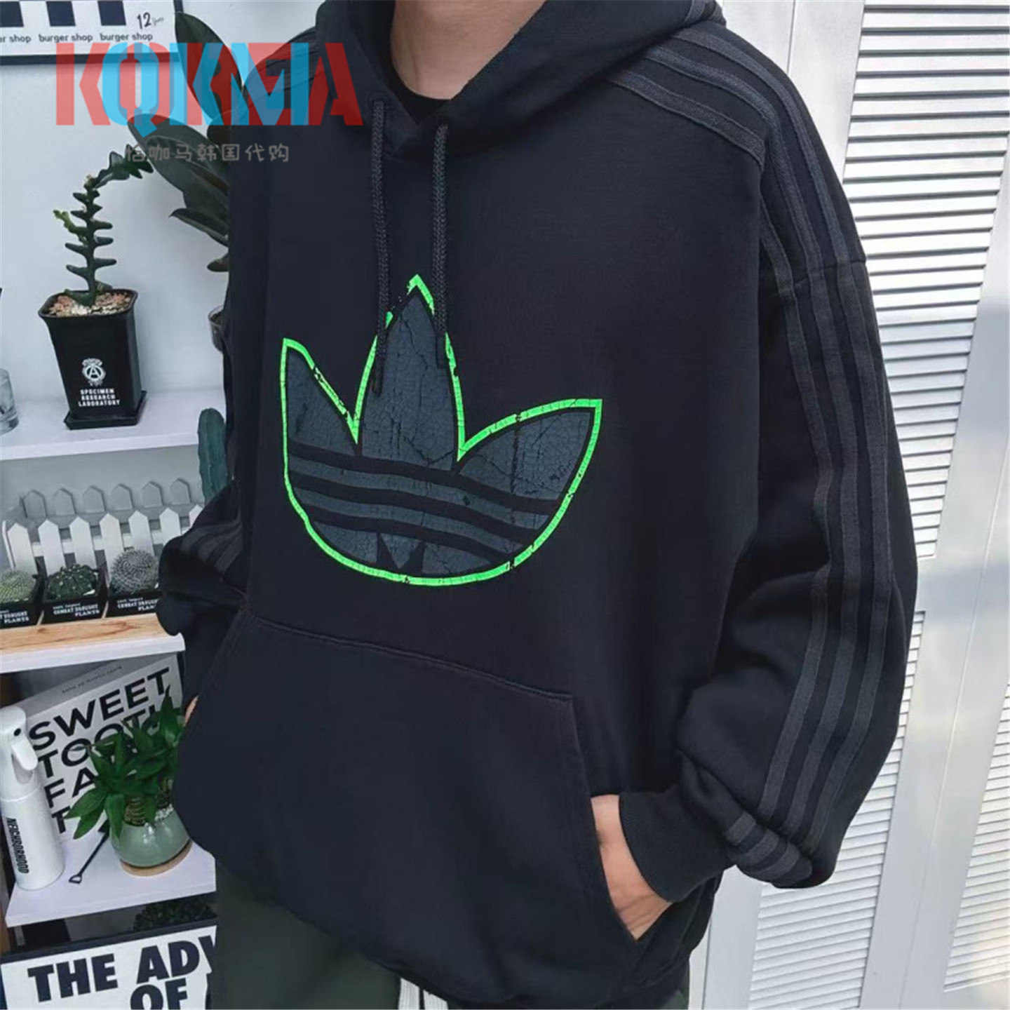阿迪达斯复古休闲运动连帽衫卫衣