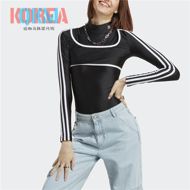 Adidas女子三条杠打底衫连体衣