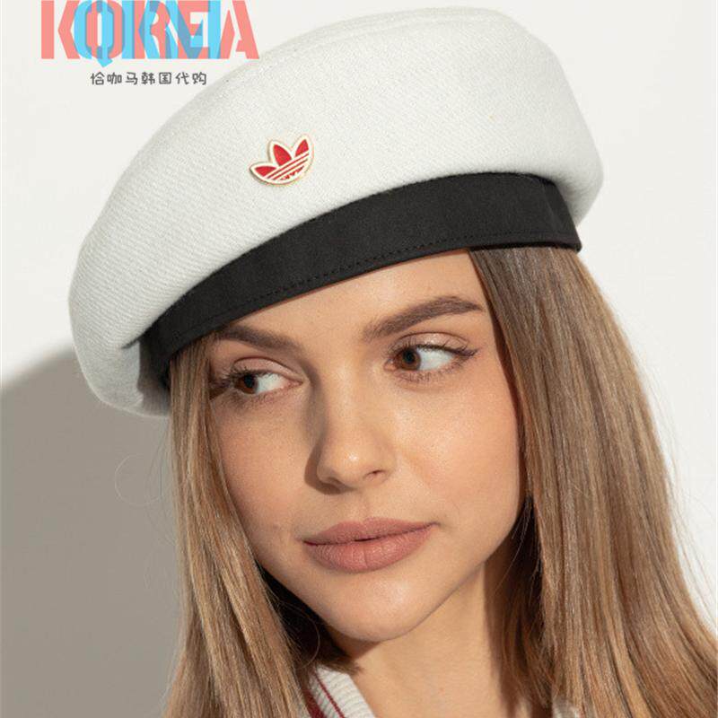 阿迪达斯Adidas三叶草男女三条杠复古时尚百搭休闲贝雷帽 JE8352