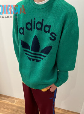 阿迪达斯复古70s套头毛衣针织衫
