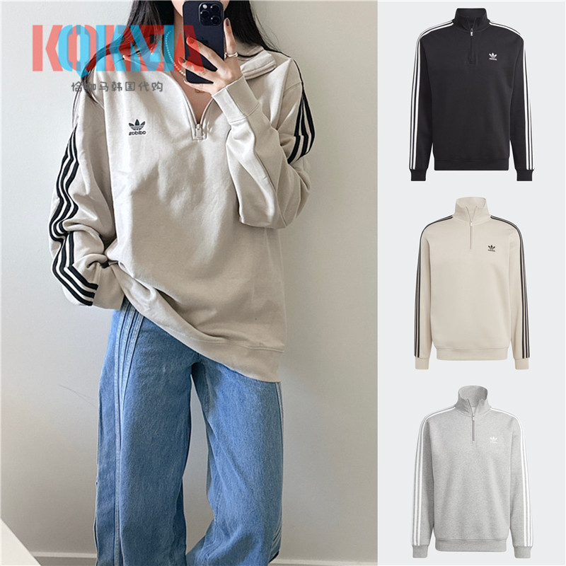 Adidas男女复古美式半高领卫衣