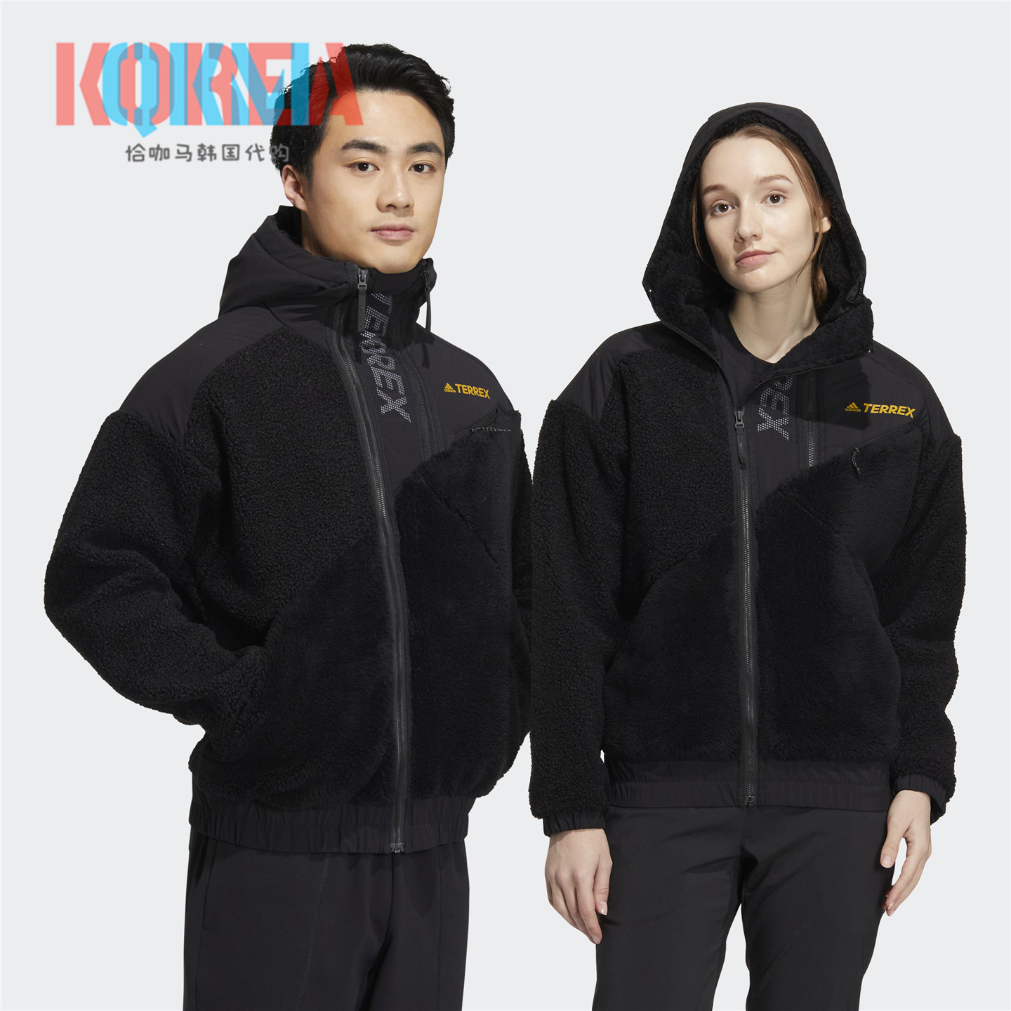 Adidas阿迪达斯Terrex男女户外休闲运动保暖羊羔绒夹克外套HN2023