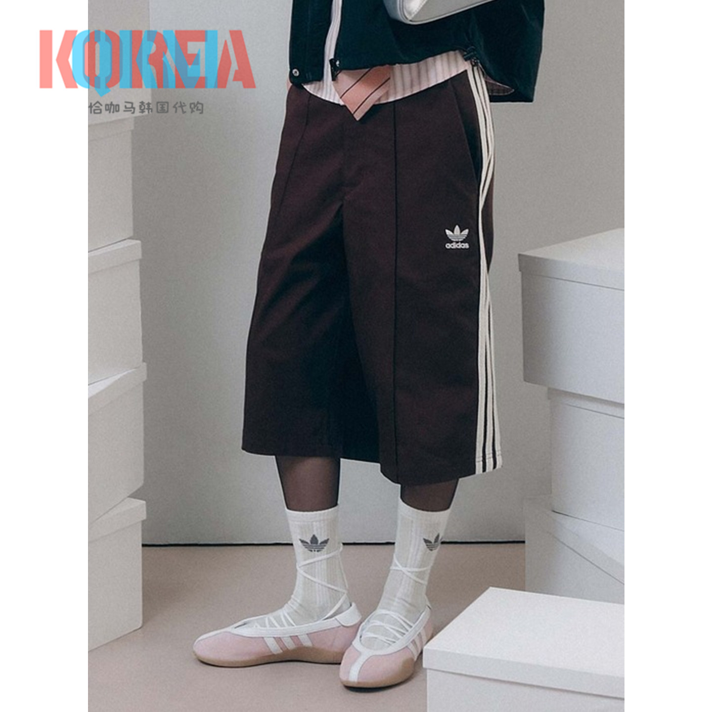 阿迪达斯Adidas三叶草男女休闲运动宽松七分短裤KB5431