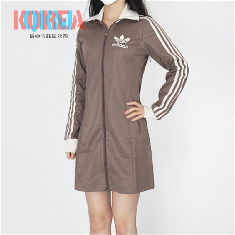 阿迪达斯美式复古长袖卫衣连衣裙