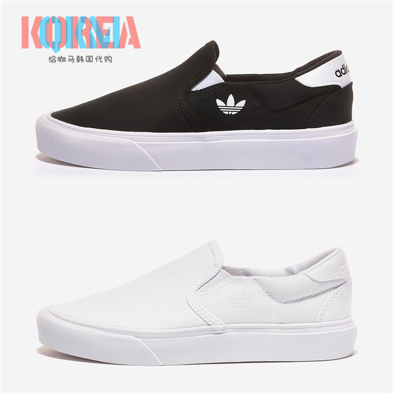 阿迪达斯Adidas三叶草男女休闲帆布懒人一脚蹬板鞋 FY4550 FY4551