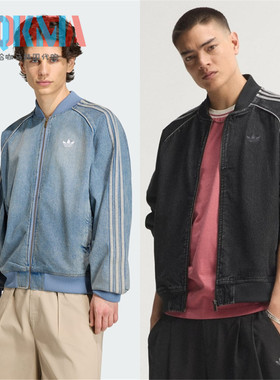 Adidas复古休闲运动牛仔夹克外套