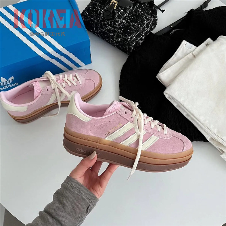 AdidasGazelle樱花粉增高厚底鞋