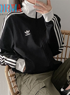 阿迪达斯Adidas三叶草男女三条杠美式复古休闲运动夹克外套II5763