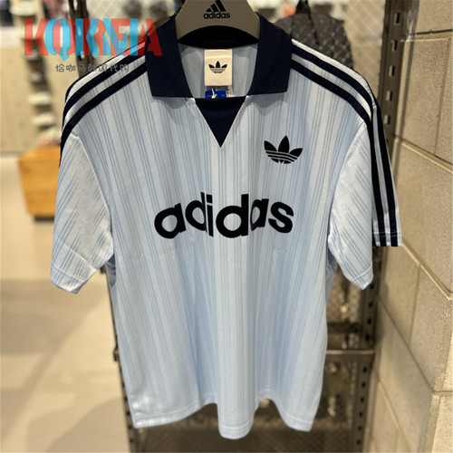 Adidas复古休闲运动翻领T恤短袖